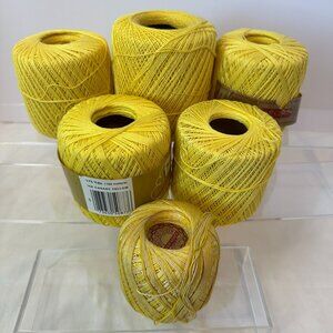 Crochet Thread 6 Spools Yellow J&P Coats Knit-Cro-Sheen Smoke & Pet Free Vintage